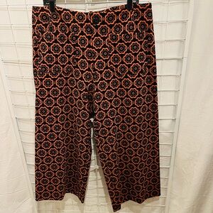 Maeve by Anthropologie. Hip Hugger Black /Orange Wide Leg. NWOT Wide Band 70’s